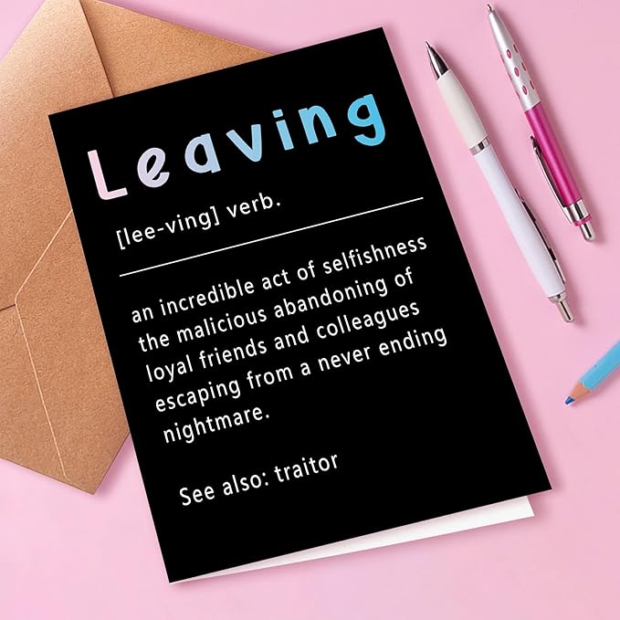 Funny Farewell Card for Coworkers, Departure Cards for Him, Her, Work Besties, Humorous Resignation Definition Cards, Funny Card for Coworkers Leaving