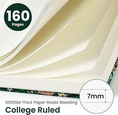 Lined Journal Notebook for Women & Men, Hardcover Leather Journal for writing, A5 College Ruled Notebook for Work & Note Taking, Perfect for Office School Home Supplies, 160 Pages, Butterfly