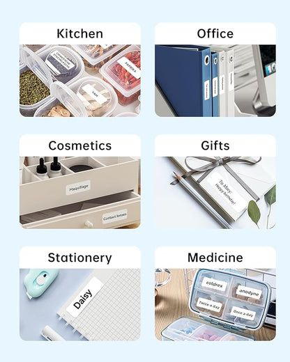 NIIMBOT D11 Label Maker Tape Adhesive White Label Paper 0.47" X 1.18" (12 X 30mm) 210 Labels/Roll, Compatible for NIIMBOT D11 D110 Label Printer, Thermal Paper Black on White, 3-Roll