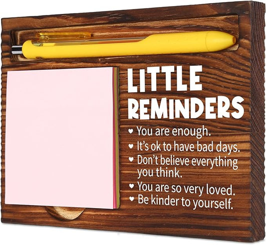 Inspirational Motivational Little Reminders Gifts for Women Men, Positivity Recovery Self Care Encourage Gifts, School Counselor Gifts, Mental Health Gifts, Desk Retro Note Pad Holder VN340