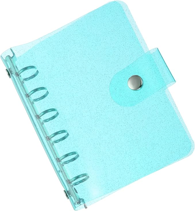 PATIKIL A7 Clear Binder Cover, Soft PVC Bling Loose Leaf Binder Protector Refillable Notebook Shell with Snap Button Closure for DIY Meeting Notebook Folder, Blue
