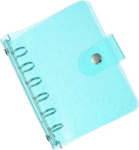 PATIKIL A7 Clear Binder Cover, Soft PVC Bling Loose Leaf Binder Protector Refillable Notebook Shell with Snap Button Closure for DIY Meeting Notebook Folder, Blue