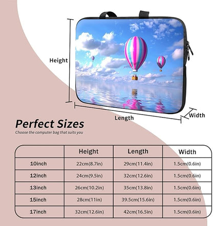 Universal Tablet Laptop Sleeve Case 10 inch, Hot Air Balloon Slim Carrying Case Durable Handbag Travel Laptop Bag for 7 to 10-inch Laptops/Notebook/Kids Tablet/ipad/eBook Readers