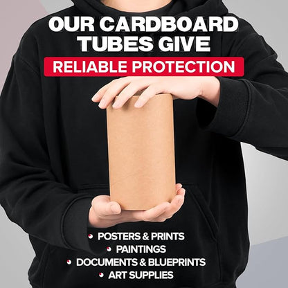 4" x 6" Reinforced Kraft Paper Mailing Tubes, Pack of 6 Tubes with 2 Caps Each – USPS Approved Poster Tube – Made in USA Cardboard Tube for Shipping and Storing Posters, Prints, Artwork, or Documents