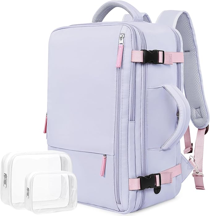 Travel Backpack, Carry-on Backpack Bag Flight-Approved for Men Women, Personal Item Backpack Luggage,Travel Essentials Accessories, Purple