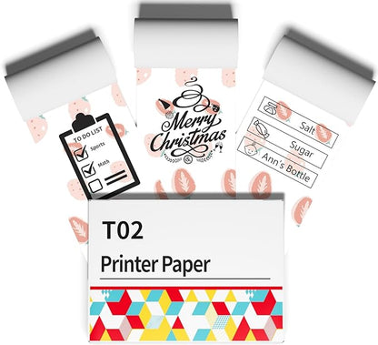 Strawberry Stickers for T02 Mini Printer - Strawberry Sticker Paper Works with T02/M02X/M02L Sticker Printer, Last for 10 Years, Ideal for Journal Photo Study Note, 50mmx3.5m, 3 Rolls