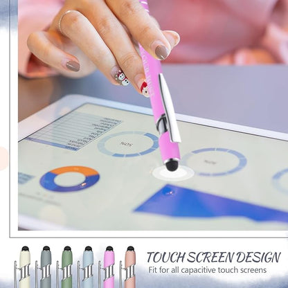 Zonon 12 Pieces Inspirational Pens Bulk Easter Basket Stuffers Motivational Quotes Ballpoint Pens with Stylus Tip Inspirational Gifts for School Office Teachers(Morandi,Boss Lady)