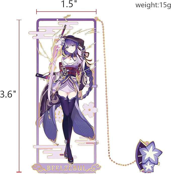 Raiden Shogun with Chain Original Genshin Impact Metal Bookmark - Collect All Your Favorite Characters!