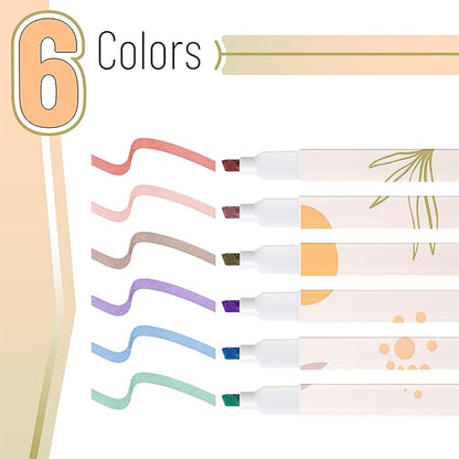 Mr. Pen- Aesthetic Highlighters, 6 pcs, Chisel Tip, Muted Pastel Colors, Boho Theme No Bleed Bible Highlighter Pastel, Highlighters Assorted Colors, Pastel Highlighter Set, Cute Highlighter