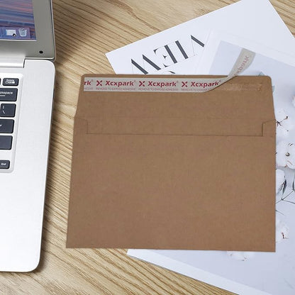 120 Qty A9 Invitation Envelopes 5.75x8.75, Self Seal 120GSM Brown Kraft Paper Envelopes for Invitations, Papers, Photos, Documents, Wedding, Baby Shower, Easy to Seal and Peel