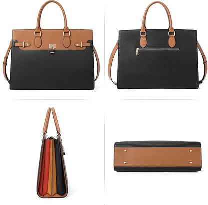 CLUCI Briefcase for Women Leather Laptop 15.6 Inch Business Ladies Work Computer Tote Bags
