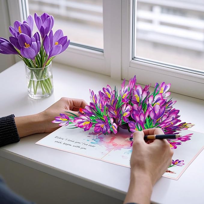 Pop Up Flower Greeting Card - Mothers Day Cards for Mom, Wive and Grandmother - Pop Up Card for Birthday, Thank Yous, Get Well or Any Occasion