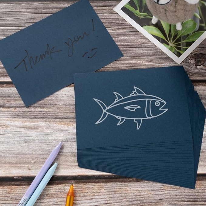 100 Pack Thick Paper Cardstock Blank Heavy Cards Stock for Invitations, Greeting Cards Making, Postcards, Photos, 250GSM Thick Paper (Navy Blue, 4x6 inches)