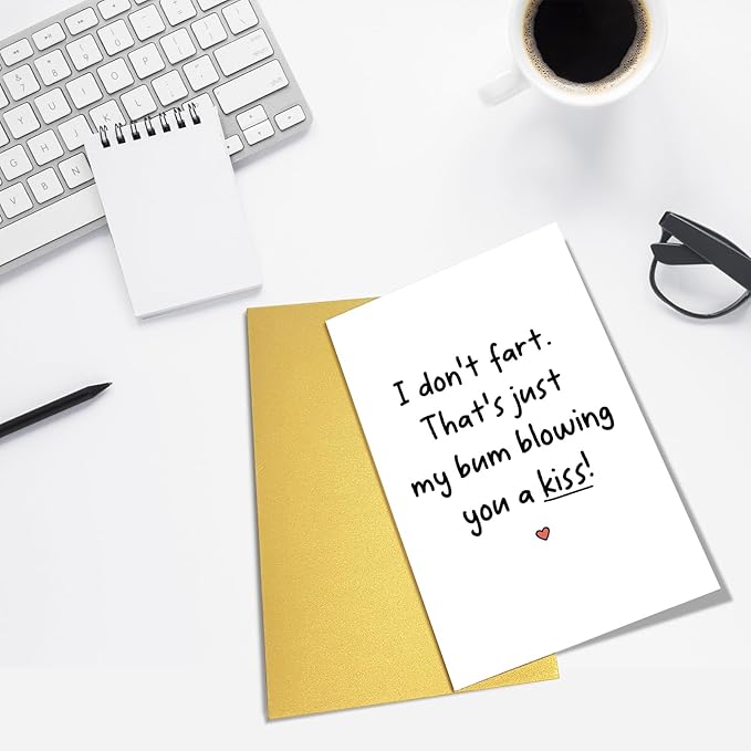 Funny Fart Anniversary Card, Humor Birthday Card for Husband Wife, Valentines Card for Him Her, My Bum Blowing You A Kiss