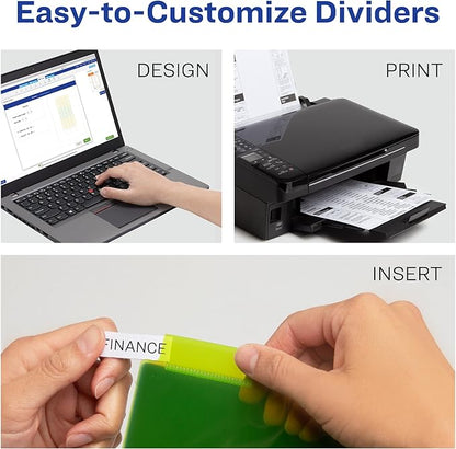 Avery Dividers for 3 Ring Binders, 8-Tab Sets, Two-Pocket Plastic Binder Dividers with Tabs, Multicolor, 1 Set (11907)