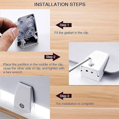 4PCS Desk Dividers Office Partitions, Privacy Desk Panel Protective, Acrylic Plexiglass Shield with Clamps for Offices Schools Call Centers - 23.6”L X15.8”W（White）