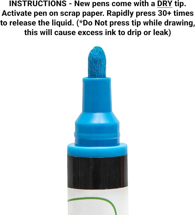 Glass Pen Window Marker: Liquid Chalk Markers for Glass, Car Marker or Mirror Pen with Washable Paint - Graduation Car Windows, Storefront Window, Wedding, Parade, Party & Holiday (Blue, Fine Tip)