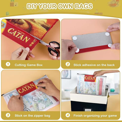Board Game Storage, Board Game Organizer with 12pcs Zipper Bags and Writable Stickers, Board Game Organizers Storage with Lid for Office Supplies, Puzzles, Video Game, Craft Product
