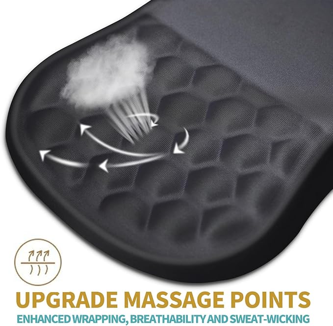 Hokafenle Ergonomic Mouse Pad Wrist Support with Massage Design, Wrist Rest Pain Relief Mousepad with Memory Foam&Non-Slip PU Base, Mouse Pads for Wireless Mouse & Desk (12x8 inch,Dark Grey)