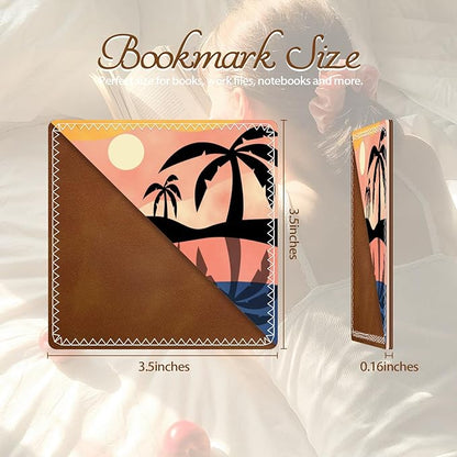 Personalized Leather Bookmarks, Fun & Cute Book Accessories for Reading Lovers, Unbreakable Page Markers for Women Men Girls Boys Student Teacher Kids Retirement Birthday Gifts (Coconut Tree)