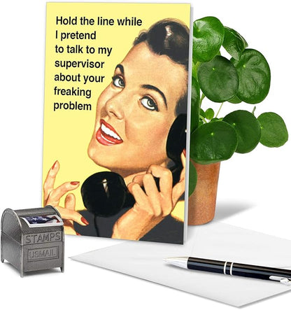 NobleWorks - Funny Work Anniversary Card with Envelope - Adult Greeting Card for Business Coworker, Woman Employees - Your Freaking Problem C4144ANG-WA