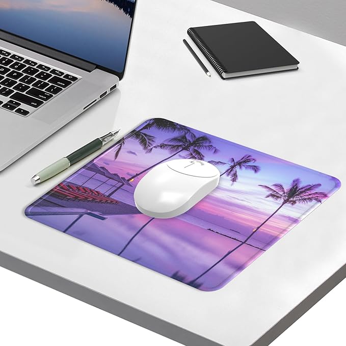 eulps Mouse Pad with Stitched Edge, Multiple Patterns Computer Mouse Pads with Non-Slip Rubber Base, Washable Cloth Mousepad, for Gaming, Laptop, PC (Violet Dusk)