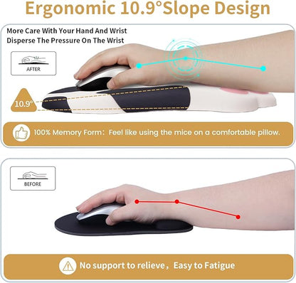 Ergonomic Mouse Pad with Wrist Rest,Cute Cat Paw Mousepad Wrist Support,Comfortable Massage Design Computer Pain Relief Mouse Pad with Non-Slip PU Base for Desk Laptop Gaming,Cow