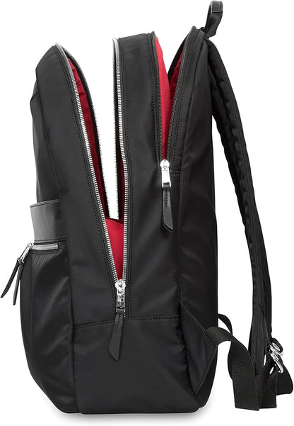 KNOMO Beaufort 15.6" Laptop Backpack Work Bag Purse Large Travel Rucksack with Silver Zip, Black