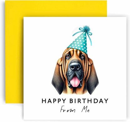 Huxters Birthday Card from the Dog – Bloodhound - Happy Birthday to Dog Mum and Dog Dad – Birthday Card from the Dog to Friends Family First Birthday (Bloodhound)