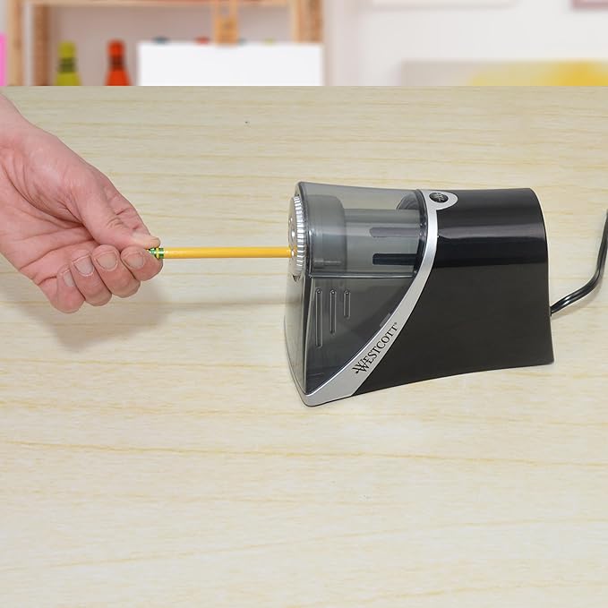 Westcott Electric iPoint Evolution Axis Heavy Duty Classroom Pencil Sharpener, Black and Silver