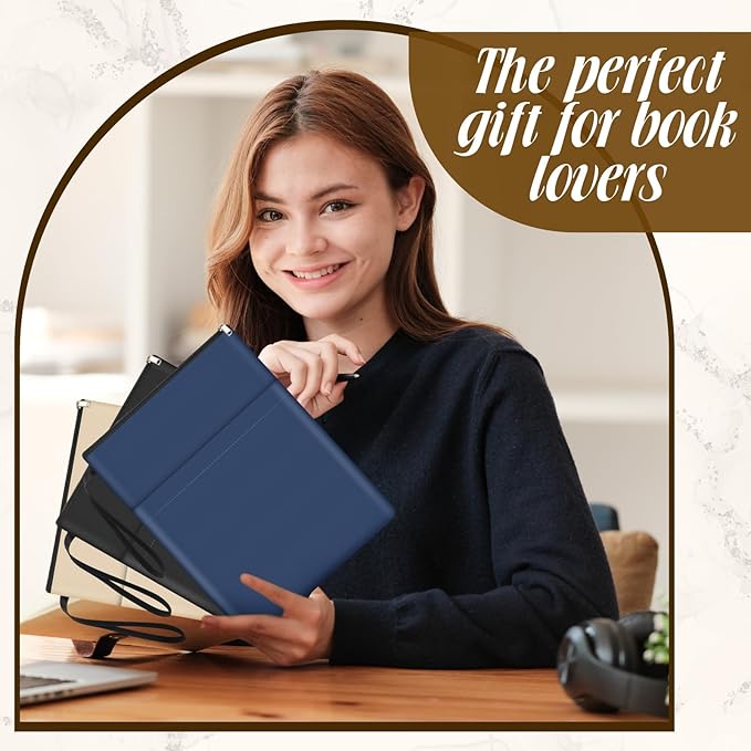 Aliceset 3 Pcs Book Lovers Gifts Book Sleeves with Zipper 11.8 x 9 inch Travel Book Covers Protector Pouch Bag with Pocket Handle Strap for Hardcover Paperback Washable(Black, Beige, Blue)