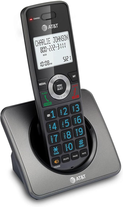 AT&T GL2101 DECT 6.0 Cordless Home Phone with Call Block, Caller ID, Full-Duplex Handset Speakerphone, 2" White Backlit Display, Lighted Keypad (Graphite & Black)