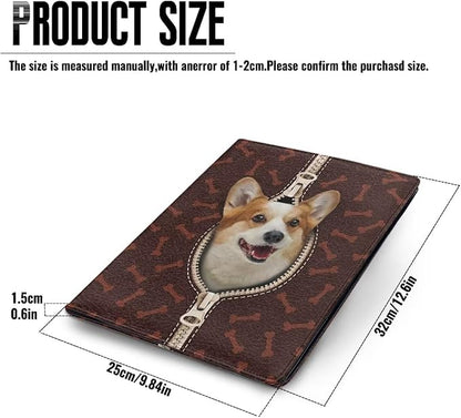 Cute Dog Printed Portfolio Folder Leather Padfolio with A4 Size Clipboard Clip for Business Resume Interview Document Sleeve Binder Folder for Men/Women