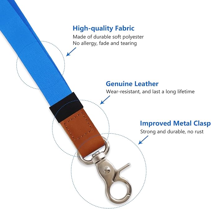 Adjustable Hand Wrist Lanyard with Fixed Buckle, Unisex Short Keychain, Durable Wristlet Strap for Car Keys Accessories Wallet USB (Blue Silver)