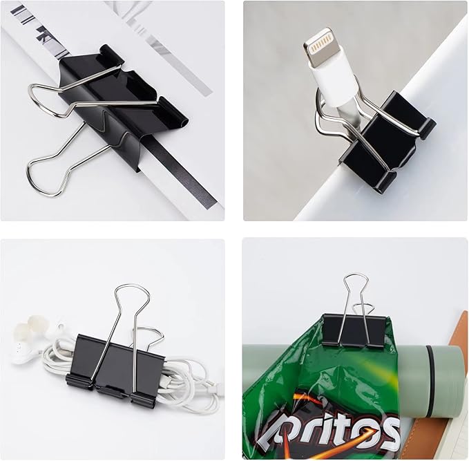 Binder Clips, Medium Binder Clips,36 Pcs 1.25 Inch,Black Metal Binder Clips and Paper Clips for Office, Home, School
