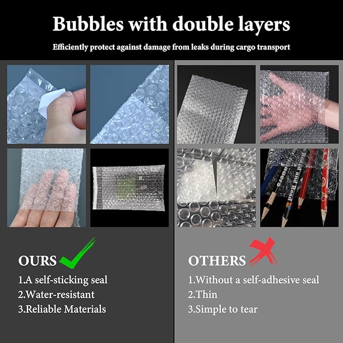 350 Pcs Clear Self Sealing Bubble Bags Plastic Thickening Cushion Packing Bags Double Wall Bubble Pouch Bag Shockproof Pack Protective Bags for Small Business Packing Shipping Storage (3.35" X 4")
