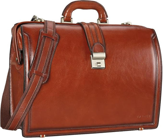 Banuce Vintage Full Grain Italian Leather Lawyer Briefcase for Men Doctor Bag 15.6 Inch Laptop Work Business Bag Attache Case with Lock