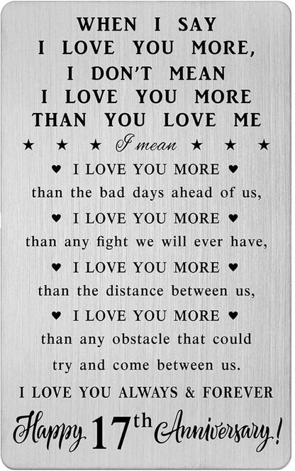 CPLJW 17th Happy Anniversary Wallet Card Gifts for Men Husband, 17 Year yr Anniversary Romantic Gifts for Him