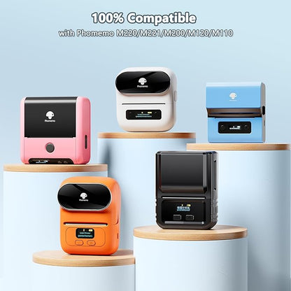 Phomemo Transparent Thermal Label, Round Label for Phomemo M110/M220/M120/M200/M221/M150/M250 Label Printer, Self-Adhesive Thermal Printer Paper, 1.57"x1.57"(40x40mm) 180 Labels/Roll, Clear