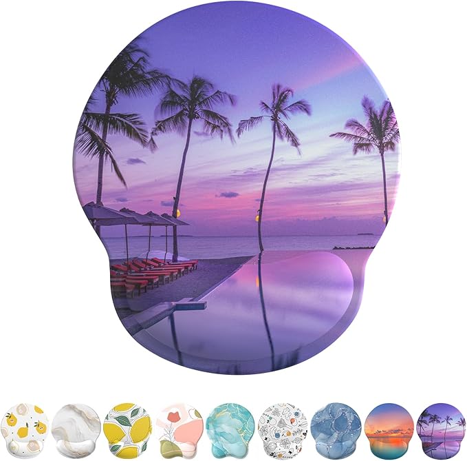 eulps Mouse Pad with Wrist Rest, Comfortable Computer Mousepad with Gel Wrist Support Smooth Surface and Non-Slip PU Base for Pain Relief, Laptop, Office & Home (Mauve Twilight)