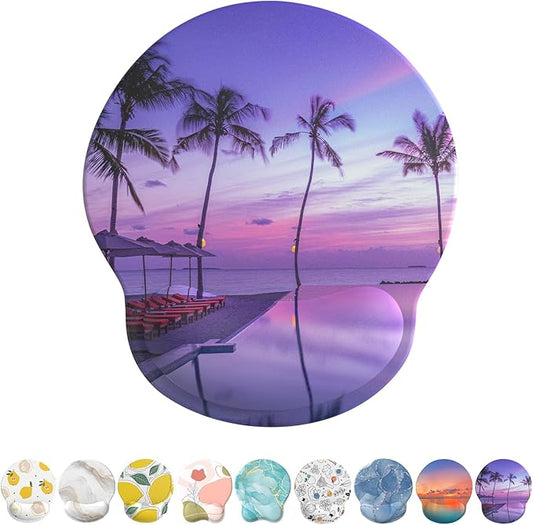 eulps Mouse Pad with Wrist Rest, Comfortable Computer Mousepad with Gel Wrist Support Smooth Surface and Non-Slip PU Base for Pain Relief, Laptop, Office & Home (Mauve Twilight)