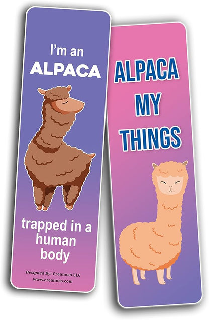 Creanoso Alpaca Funny Bookmarks (2-Sets X 6 Cards) – Daily Inspirational Card Set – Interesting Book Page Clippers – Great Gifts for Adults and Professionals