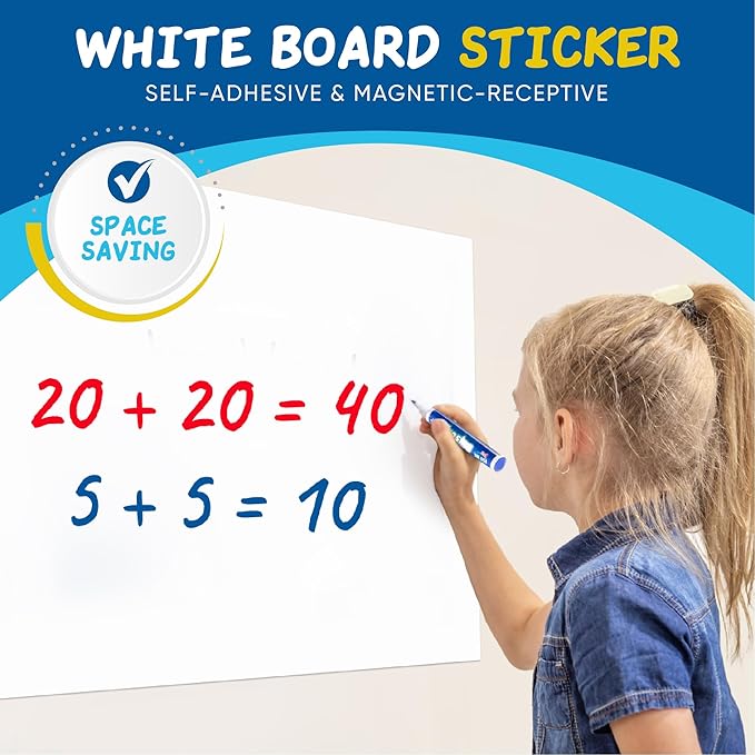 Magnetic Whiteboard Contact Paper 24" x 16”, YOUNGJQ Adhesive Dry Erase White Board Sticker for Wall, Peel and Stick Wallpaper, Easy to Write and Clean for Fridge Home Office