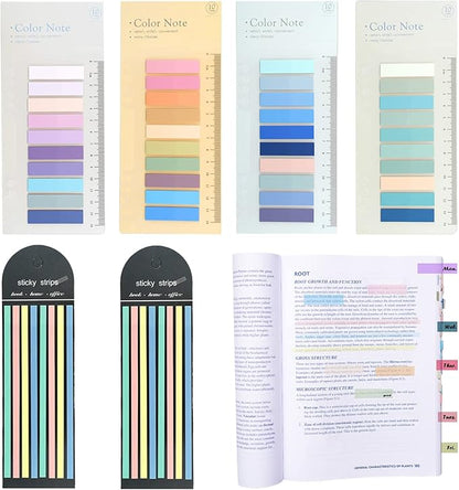 WSCHU 1120pcs Sticky Tabs - Writable Translucent Sticky Note Tabs, Repositionable Book Flags, Annotation Supplies