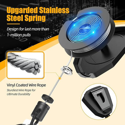 Oaridey Retractable Badge Holder with Belt Clip, Heavy Duty Retractable Keychain with Tactical ID Card Holder (Holds 6 Cards) - 31.5” Retractable Badge Reel Key Chain