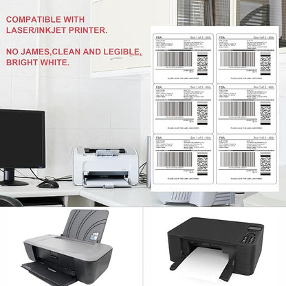 L LIKED Printable Shipping Address Labels, 500 Sheets Mailing Labels, 3-1/3" x 4" Sticker Labels for Laser/Inkjet Printing, Matte White - 3000 Labels.