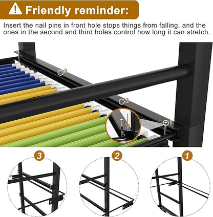 EasyPAG Rolling File Cart with Wheels Letter and Legal Size Hanging File Folder Rack Mobile File Folder Rack with Pull-Out Drawer for Home Office 1 Folder Rack and 1 Drawer, Black