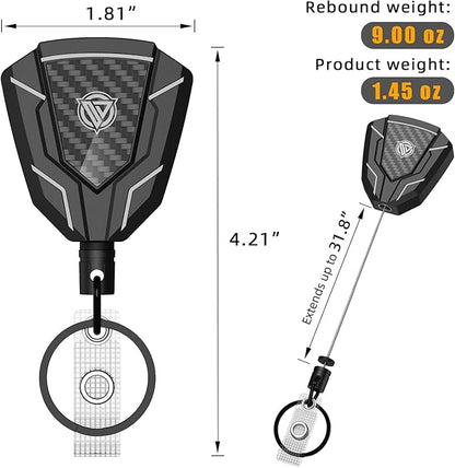 Oaridey Heavy Duty Retractable Keychain with Belt Clip, Retractable Badge Holders, Badge Reels Retractable with Key Ring and 31.8" Steel Cord, 9oz Rebound - 1 Pack