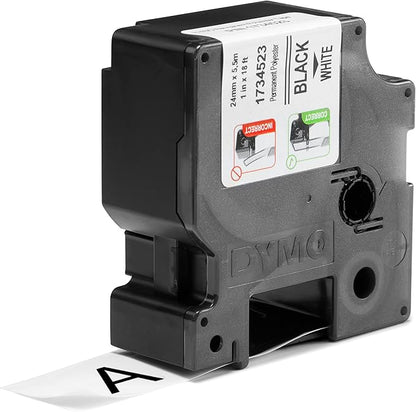 DYMO Rhino Industrial Permanent Polyester Labels, 1", Black Print on White Tape