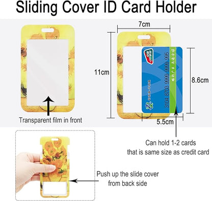 2Pack Detachable Lanyard with ID Badge Card Holder Silky Keychain Lanyards Keys Neck Strap with Metal Lobster Clip Clasp and Charm Hard Card Case for Women Men Adults (2)